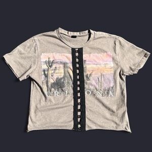 The clas-sic Phoenix Arizona crop top tee shirt open chain link center